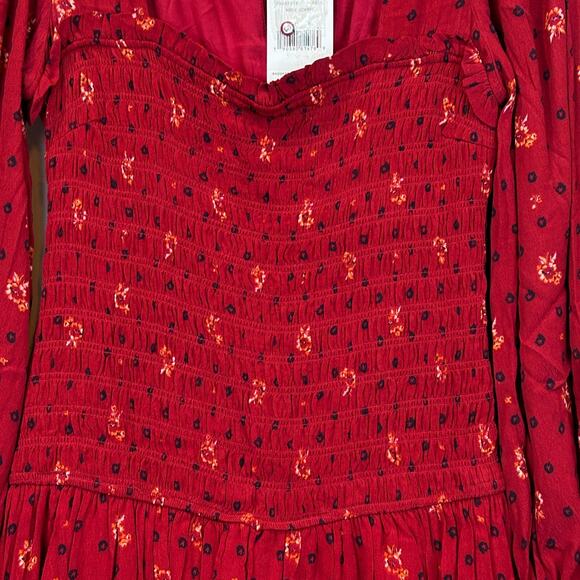 Free People Smock It Too Me Floral Dress Ruby Combo OB885578 Women's Small NWT - Picture 11 of 12